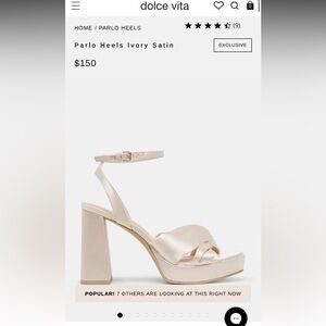 Dolce Vita 7.5 parlo block heels ivory satin